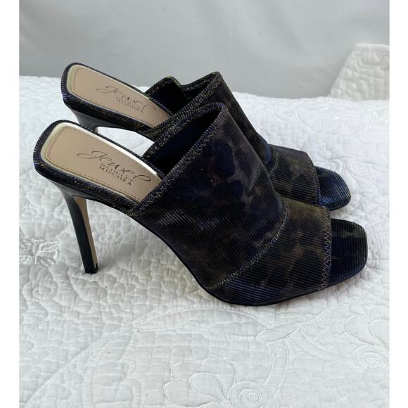 Jewel Badgley Michka Women's 7 Black/Tan Fabric Leopard Print Flocked Sole Shoe - Picture 7 of 10